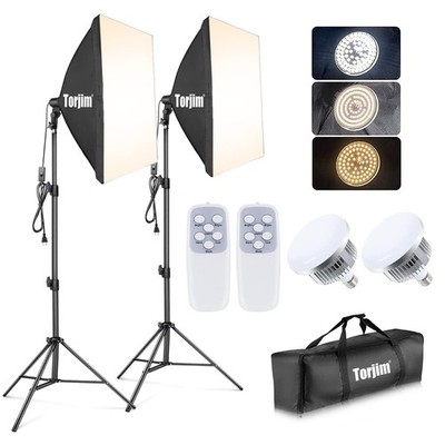 Softbox Photography Lighting Kit, 2Pcs 27'' x 27'' Professional Soft Box | 3000...