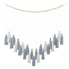 DrCor Dusty Blue Boho Macrame Garland   Serene Wall Hanging for Living Room, ...