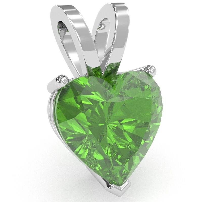 Peridot Heart Solitaire Pendant In 14k Solid Gold - Image 3 of 4