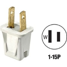 30 -Leviton 10A 125V 2-Wire 2-Pole Non-Grounding Cord Plug, White C22-00123-00W