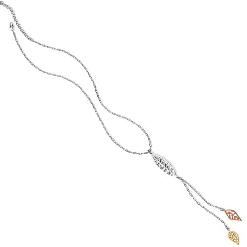 NWT Brighton BARBADOS LEAVES Y Long Necklace Silver Gold Rose Gold MSRP $68 - Picture 3 of 3
