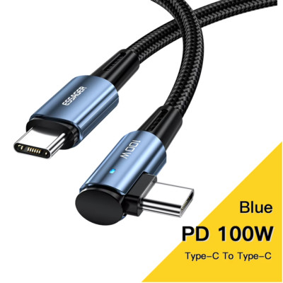 100W USB-C to USB-C Cable 90° Right Angle Fast Charging for MacBook iPad Pro