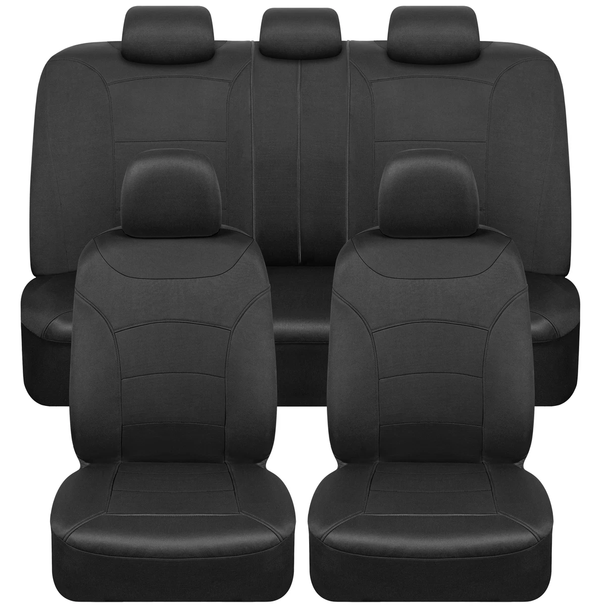 Leader Accessories Auto 2 Leather Car Seat Covers Black Universal Fit Cars  SUV Trucks Front Seats with Airbag