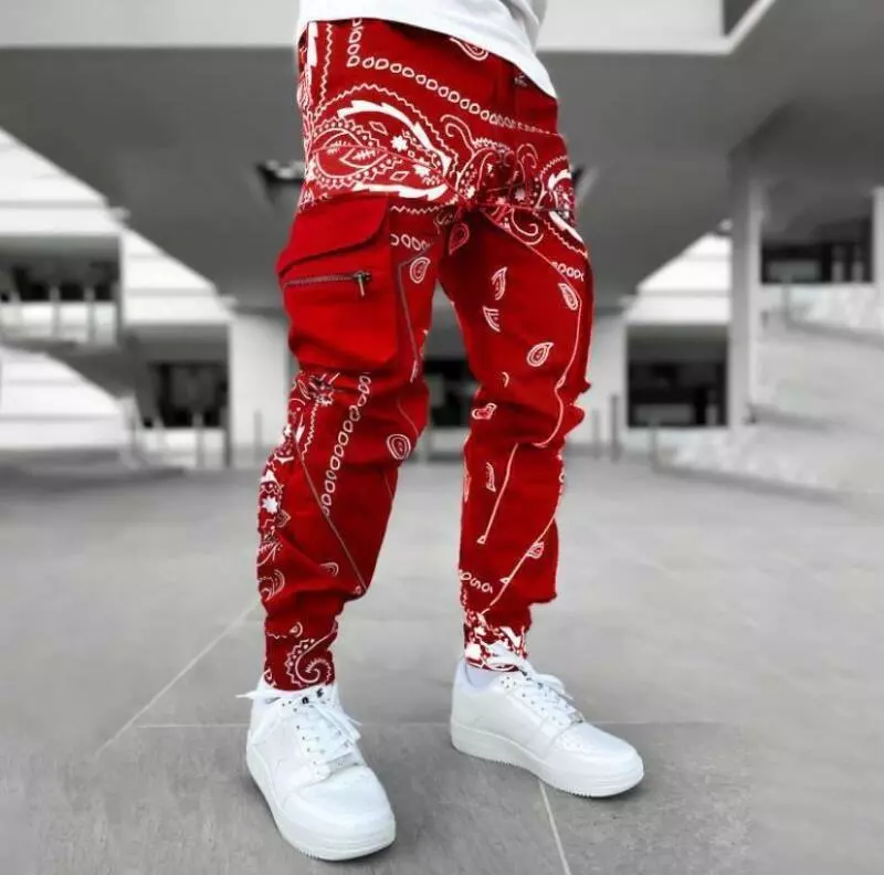 Hip Hop Printed Cargo Pants Men Trousers Fashion Streetwear Sweatpants  Joggers