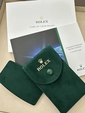 New Authentic ROLEX Green Suede Travel Pouch Service Care Manual Sleeve Folder