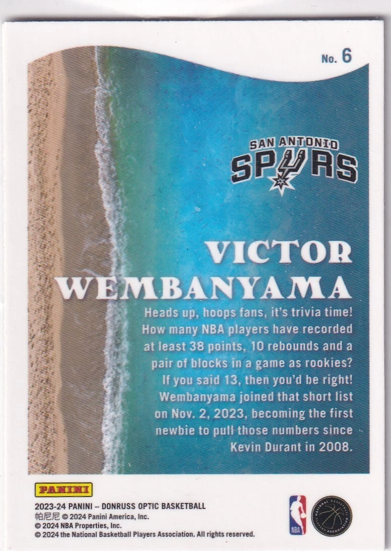 2023-24 Panini NBA Donruss Optic No. 6 Victor Wembanyama Splash! Rookie
