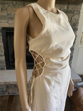 ZARA Women's Ivory Ruched Cutout Dress Size M ***