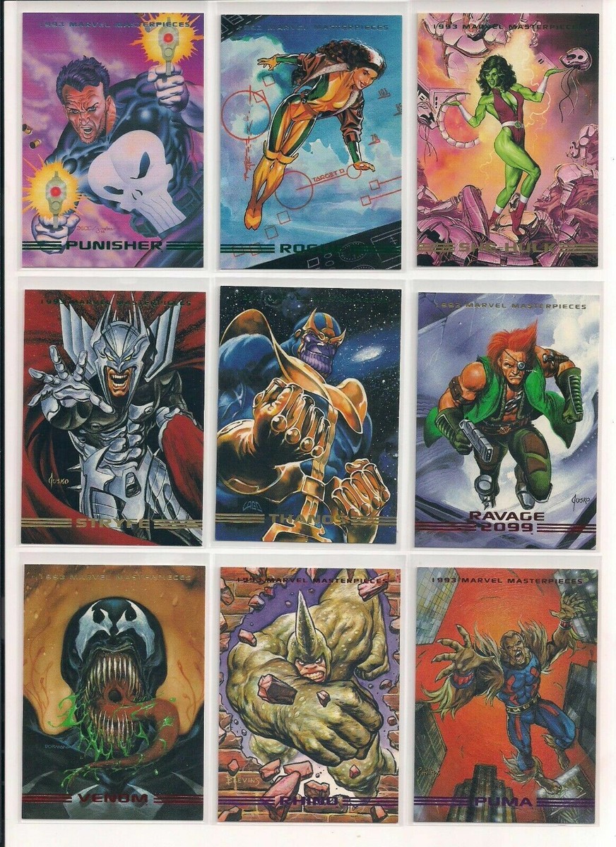 1993 Marvel Masterpieces Base/Common Cards U-PICK Flat Rate Ship