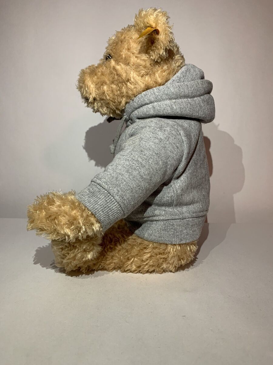 Steiff Teddy Bear Stuffed Plush With Gray Hoodie Red Supreme Steiff Teddy Bear Stuffed Plush With Gray Hoodie Red Supreme