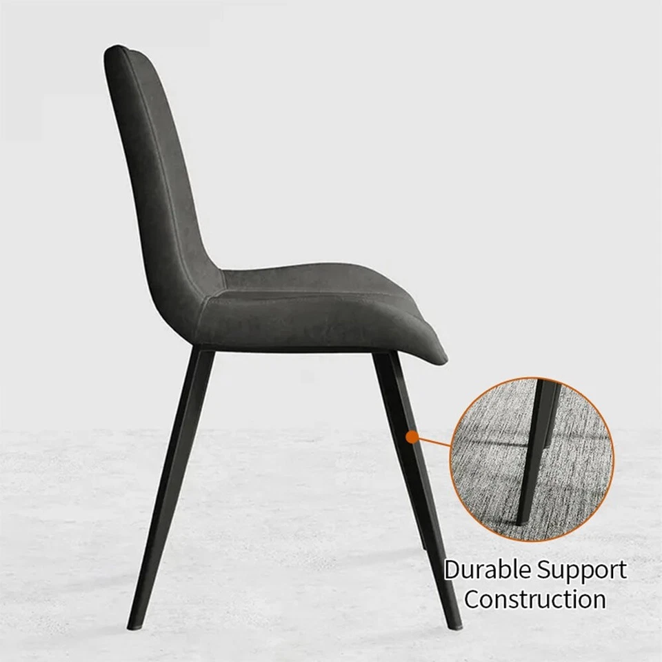 Juego de 2 sillas de comedor con cojín de PU mediados de siglo moderno patas de metal para interior Foto 2 de 4