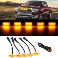 5x Front Grille Bumper Grill Hood Amber LED Lights For Dodge RAM 1500 2500 3500