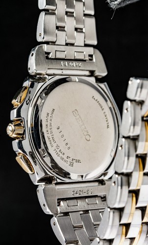 Seiko Chronograph Executive Two-Tone Men's Quartz Watch -- Working, Ø44mm Case - Picture 9 of 11