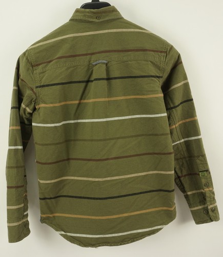 Staple Pigeon Men's Small Long Sleeve Green White Striped Logo Button Down Shirt - Picture 2 of 10