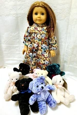 Clothes for 18" Doll ~ Teddy Bear Print Dress Nightgown AND a Little Plush Bear!