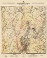 Civil War Map - Gettysburg Battlefield Second Day - Warren 1876 - 23 x 28.21