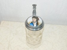 Glaskrug Bierkrug mit Porzellan Medaillon "feine Dame "  !