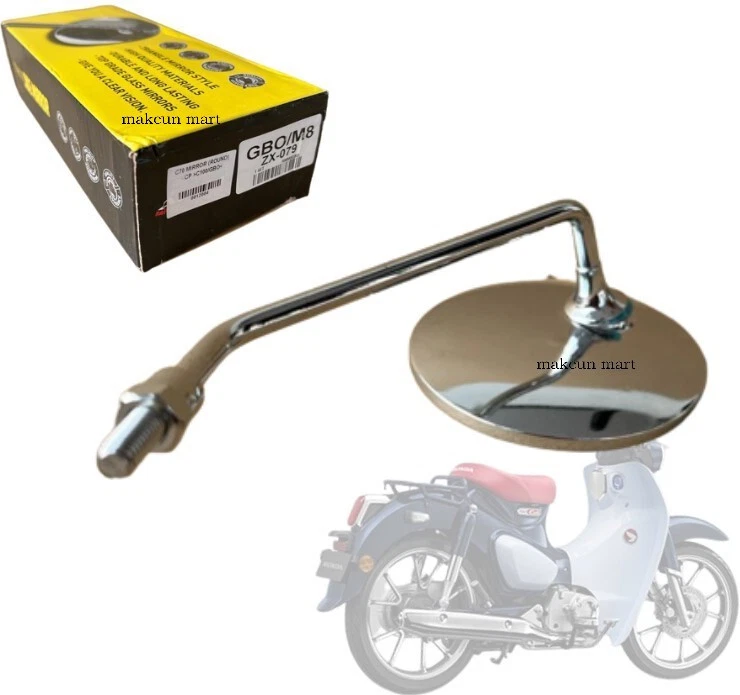 ESPEJO RETROVISOR HONDA CUB C50 C65 C70 C90 CM90 AJUSTE 1 PAR ROSCA CORTA FORMA REDONDA Foto 2 de 4