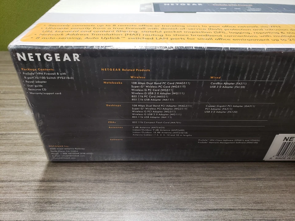 New Sealed Netgear ProSafe FVS318 VPN Firewall 8 Port 10/100mbps Switch - Image 4 of 4