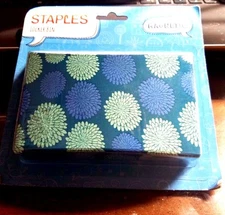 New Staples LOCKER BIN Pencil School Supplies Holder Magnetic Blue Mums Design
