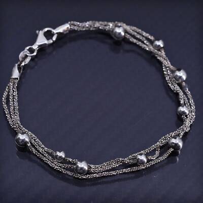 7.25”, vintage multi strands sterling silver 925 twisted chain