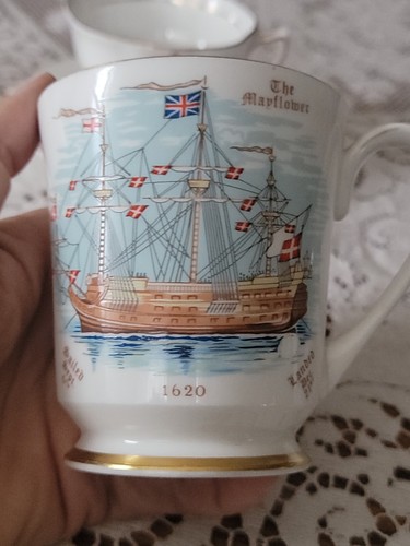 2 tazas de té de porcelana Queen Elizabeth y 1 taza Aynsley Mayflower - Imagen 16 de 22