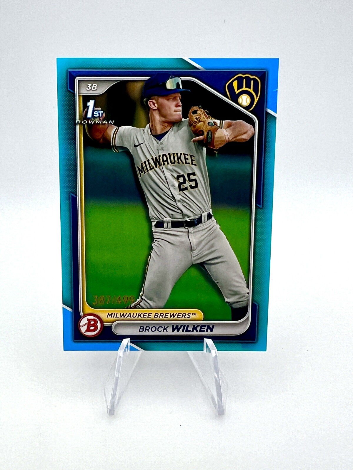 2024 Bowman - Brock Wilken - Sky Blue Paper 1st Prospect #387/499 Brewers
