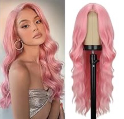 Pink Wig Party Daily wear Cosplay 26” Long Wave~Heat 