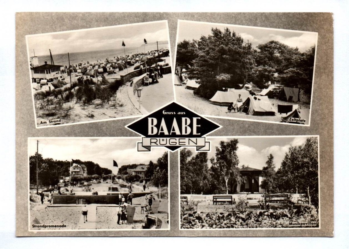 DDR Ak Gru aus Baabe Rgen Strand Zeltplatz Strandpromenade 1965 | eBay