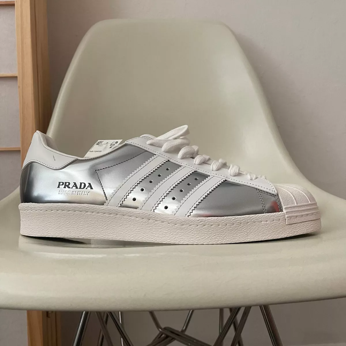 Aptitud Vivienda admiración PRADA x ADIDAS Superstar Originals Sneakers 10 Silver Metallic FX4546 RARE  NEW | eBay