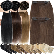 THICK Double Weft Human Hair Extensions Clip In Real Remy Hair FULL HEAD BROWN