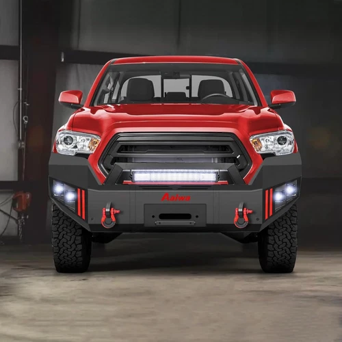 Protector de parachoques delantero o trasero con luces LED y anillos en D para Toyota Tacoma 2016-2023 - Imagen 9 de 16