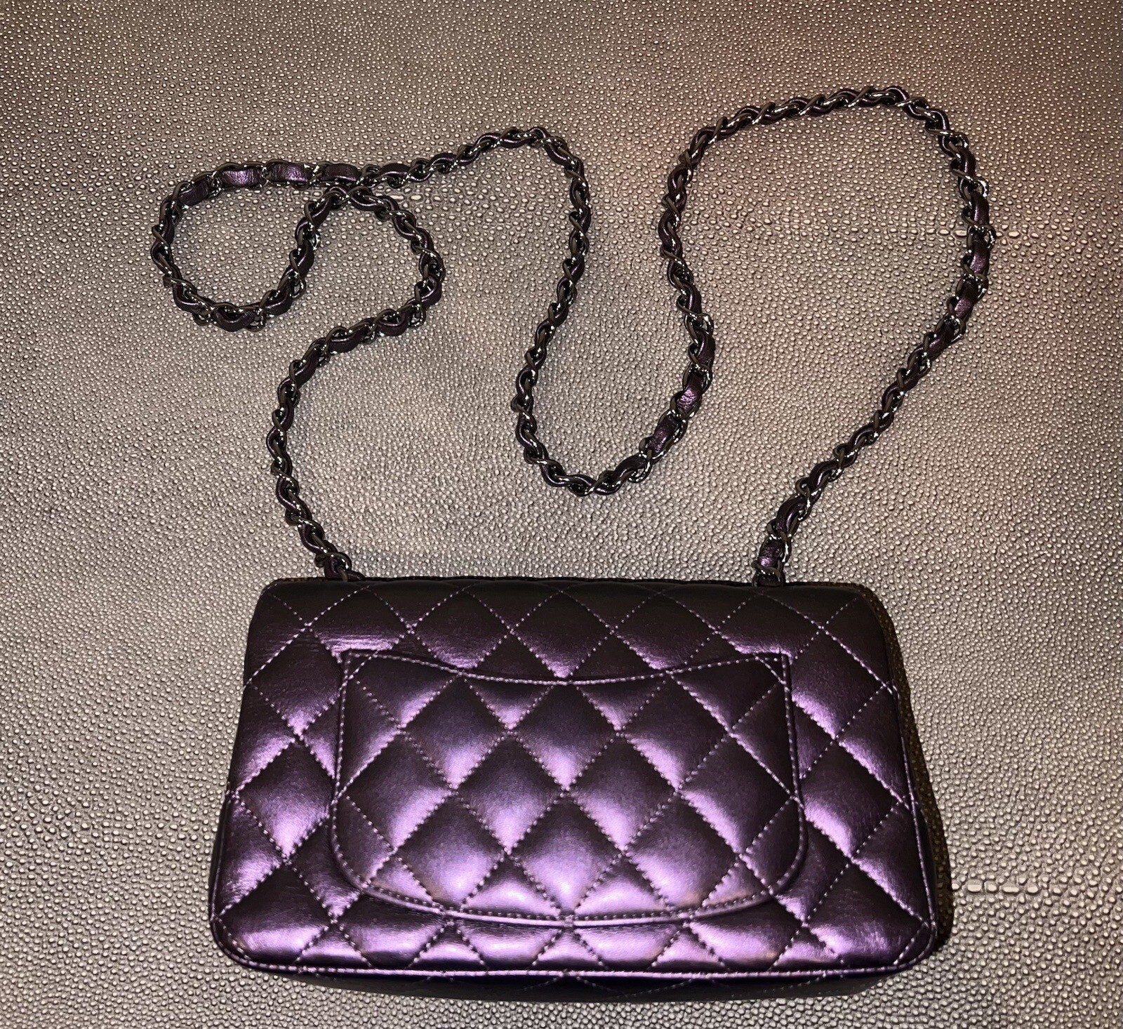 Chanel Mini Rectangular Purple Iridescent Calfski… - image 10
