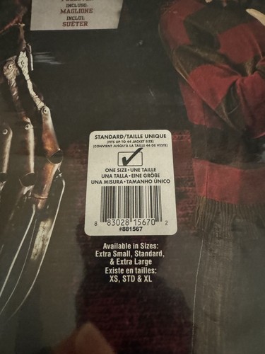 New Freddy Krueger Sweater Nightmare Elm Street Adult Costume 17+ - Picture 2 of 2