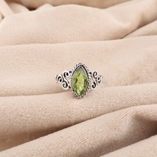 Peridot Gemstone 925 Sterling Silver Jewelry Handmade Stylish Ring For Women