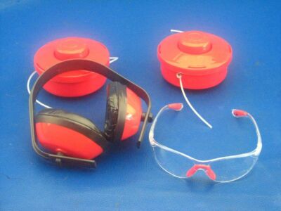 2x Fadenspule plus Schutzbrille und Gehörschutz für Arebos AR-HE-MW52C 4in1 Moto