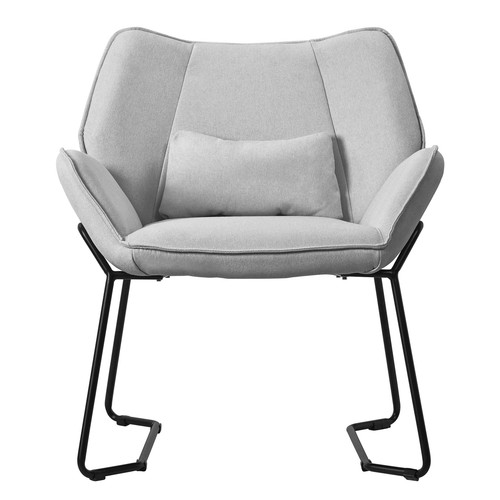 Poltroncina reclinabile grigio chiaro poliestere sgabello sedia gambe in acciaio - Foto 2 di 7