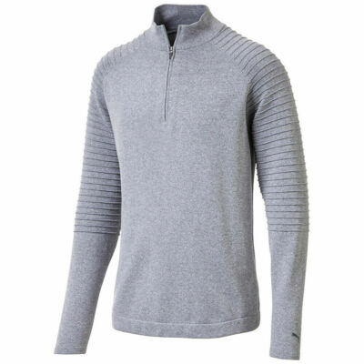 New Puma Evoknit Performance 1/4 Zip Quarry Gray Golf Pullover