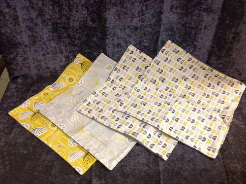 Travon 4 Piece Cushion Cover Set 45cm x 45cm Grey White & Ochre Floral NEW (P) - Picture 4 of 6