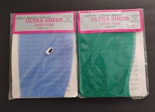 Vintage 80s Queen size panty Hose 2 pair Sea Green Bright Blue sz A