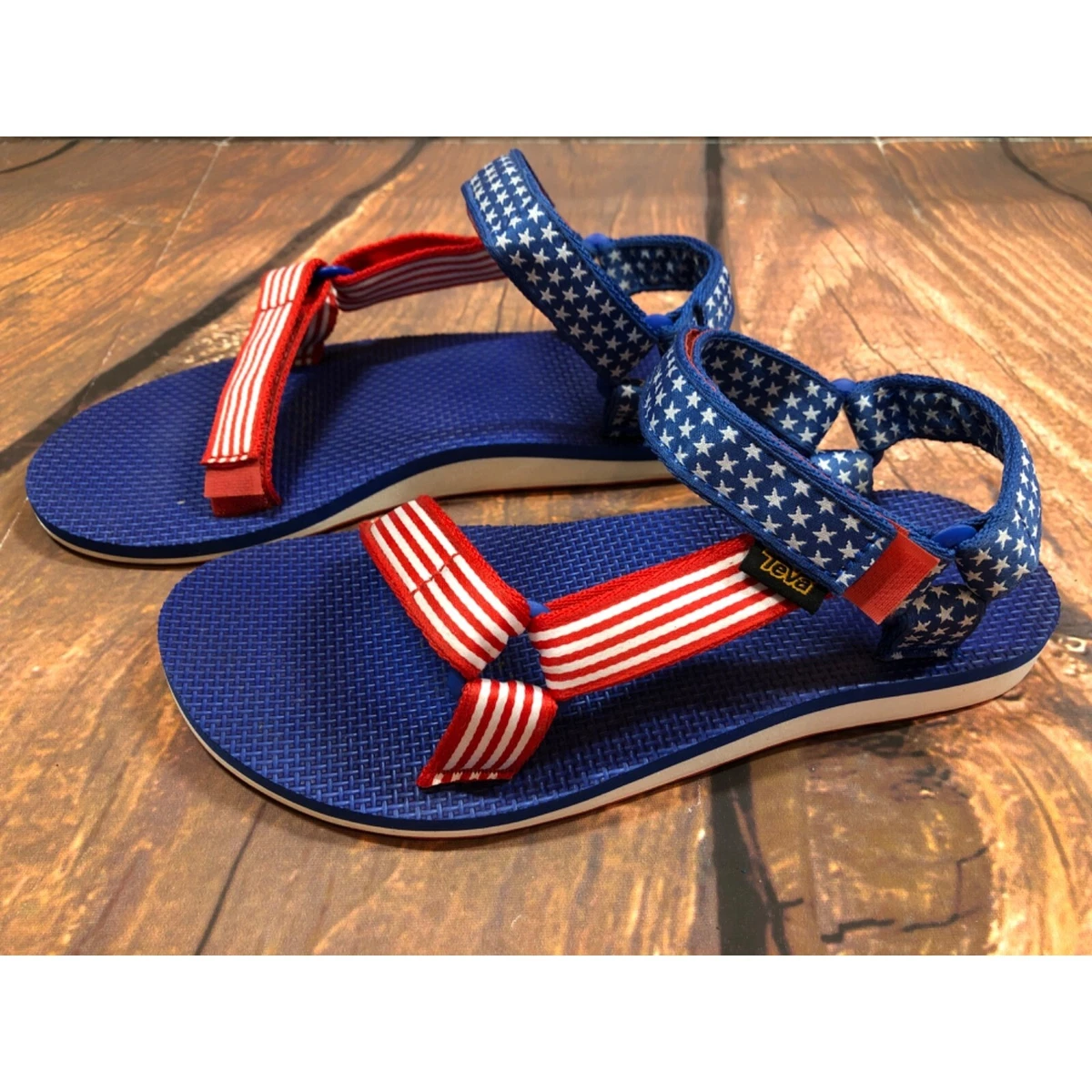 Teva Universal Stars Stripes Patriotic USA Red White Blue Sandals Womens 7 7n