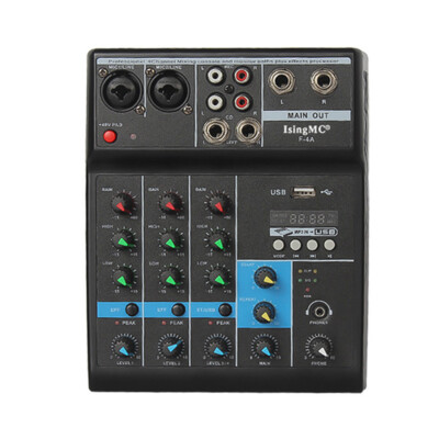 F-4A Wireless 4-Kanal USB Audio Mixer Eingang Phantomspeisung Monitor für Computer