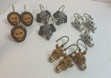 Set of 12 Jungle Safari Animals Shower Curtain Hooks Elephant Lion Zebra Giraffe