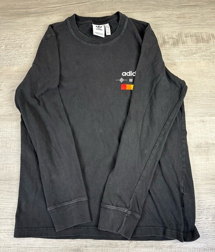 Adidas Long Sleeve Shirt Black Rainbow Graphic Logo Chest 39” Length 27” Mens M - Picture 7 of 18
