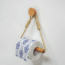 Wooden Wall Mounted Toilet Paper Holder Bathroom Tissue Roll Rack Decor