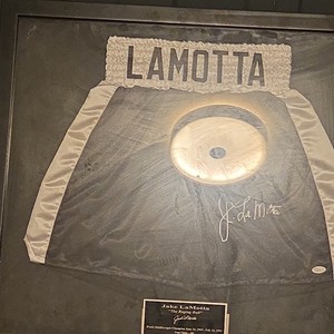 Jake LaMotta Autographed Boxing Trunks Framed Display Original The Raging Bull