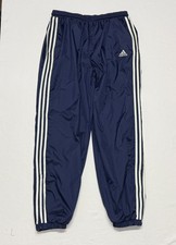 Vintage Adidas Lined Windbreaker Track Pants Ankle Zip Lined Blue Mens Large