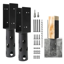 4x4"Concrete Post Base Holder,2 Pack,Heavy Duty U-Shape Metal Fence Post Bracket