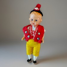 VTG German Celluloid Boy Doll Movable Limbs Felt Clothes Hat 3  