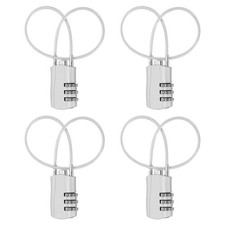 4 Pcs 3 Digit Luggage Cable Combination Lock with 12" Long Cable, Silver