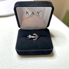 0.1 Ct Anchor Ring  Blue Diamonds Sterling Si...